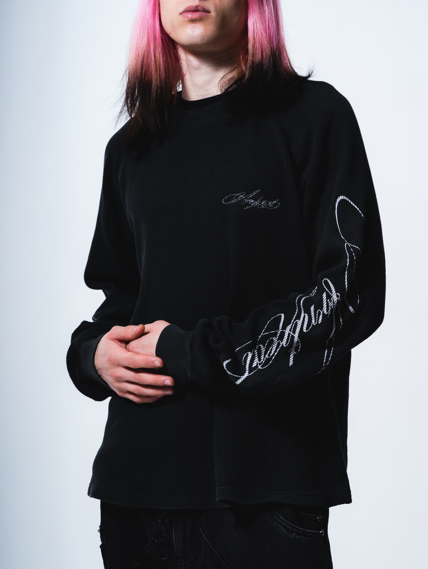 Script Longsleeve Waffle Black